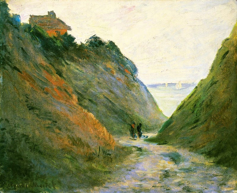 Claude Monet's The Sunken Road in the Cliff at Varangeville