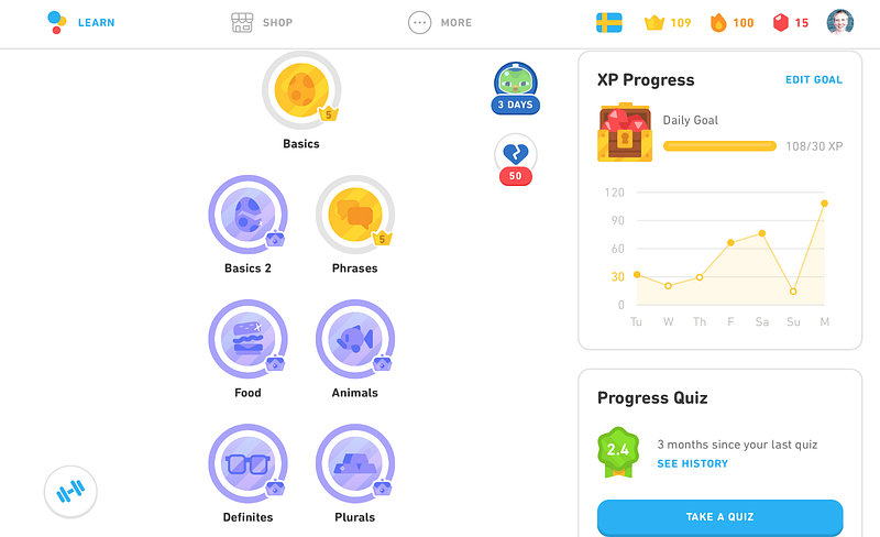 Duolingo lesson overview