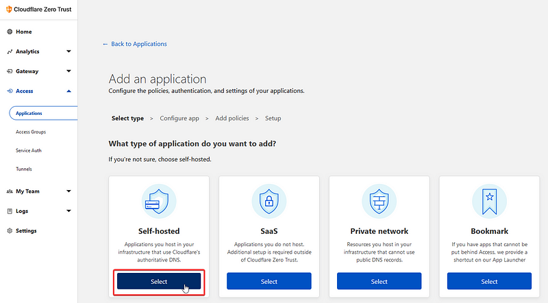 Starting Access Application Creation