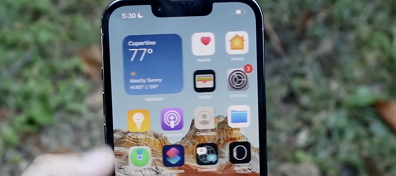 The iPhone 13 Pro showcasing its battery performance.