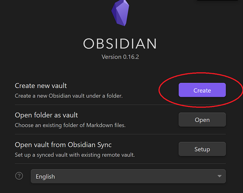 Creating a New Vault in Obsidian