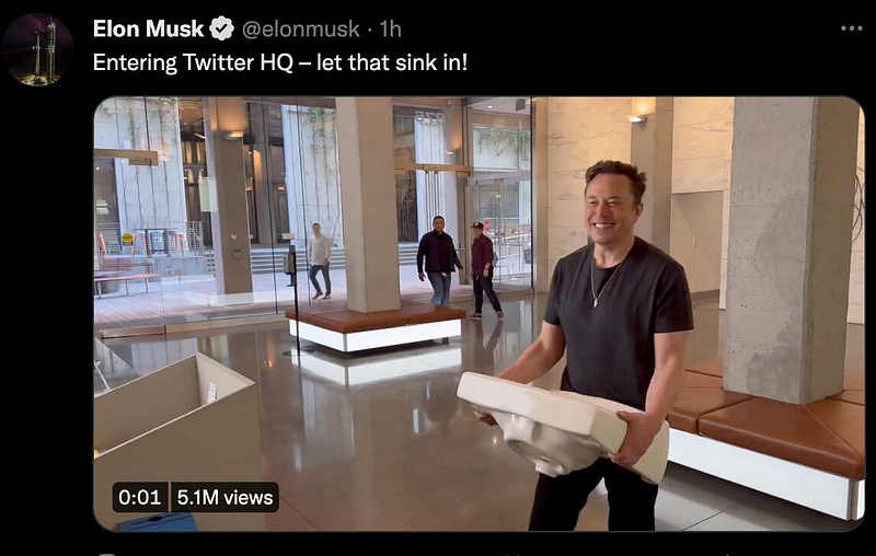 Elon Musk at Twitter Headquarters