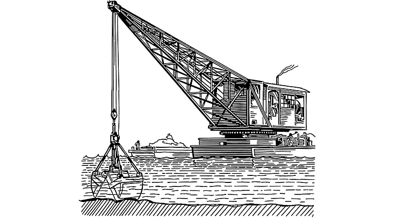 Dredging equipment at work