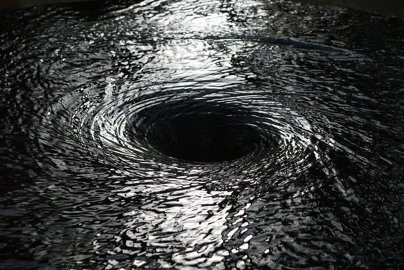 A powerful whirlpool in the ocean