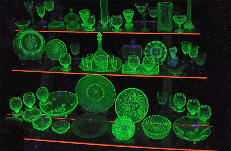 Decorative Uranium Glass on Display