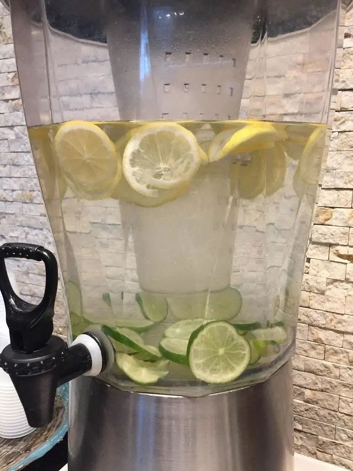 Infused water with lemons and greens