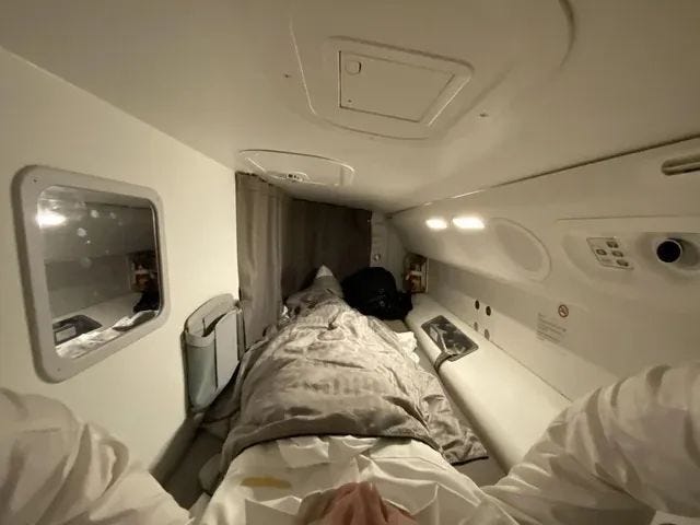 Cozy break area on a Boeing 787