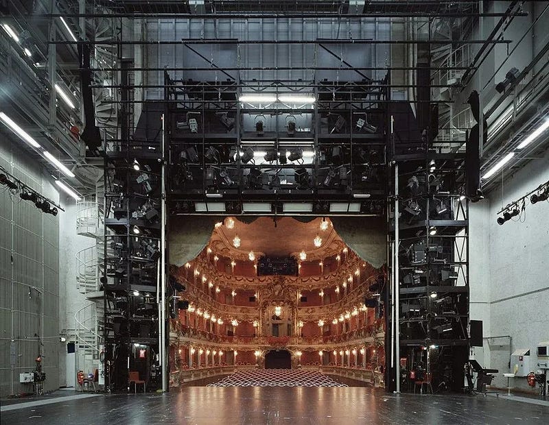 Backstage view of a theater