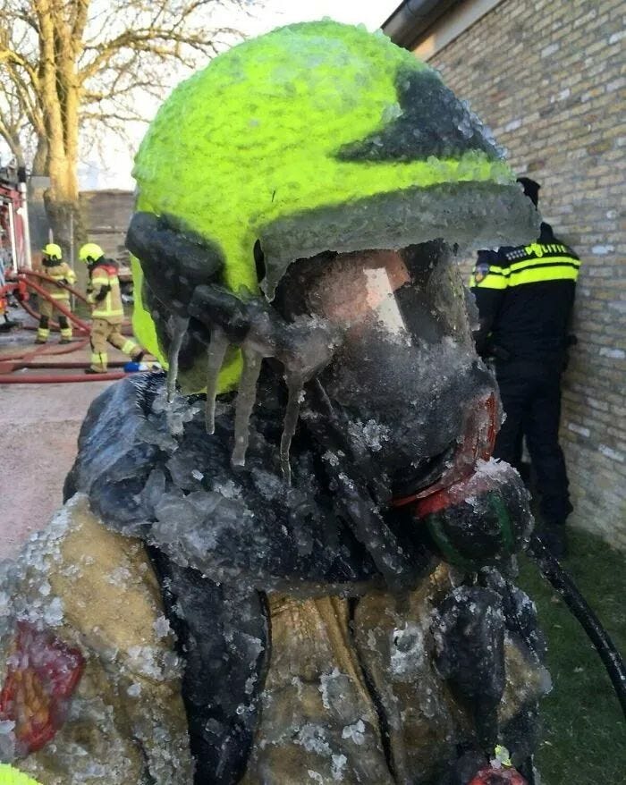 Firefighter frozen after a call