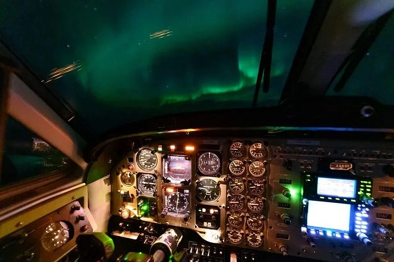 Northern lights viewed by a pilot