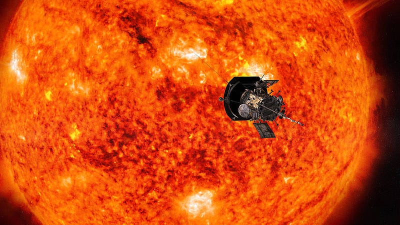 Artist's depiction of the Parker Solar Probe approaching the Sun.