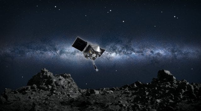 OSIRIS-REx capturing asteroid sample from Bennu