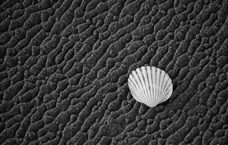 Close-up of tidal patterns on the beach