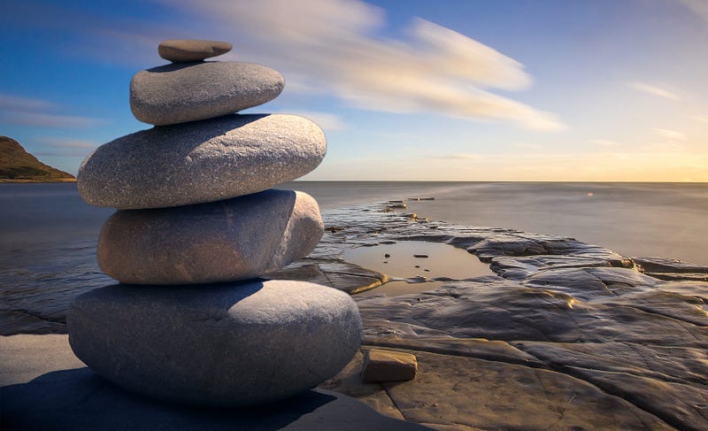 Stacked stones symbolizing balance and tranquility