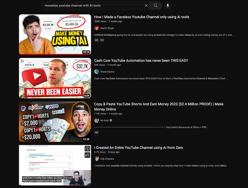 Examples of AI tools for YouTube monetization