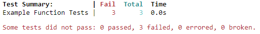 Multiple test case failure for example 3