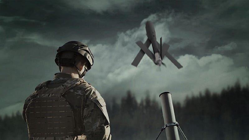 Soldiers using switchblade drones