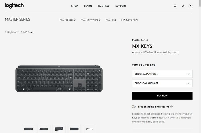 Logitech MX Keys Keyboard for iPad