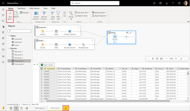 Multiple query tabs feature in Power BI