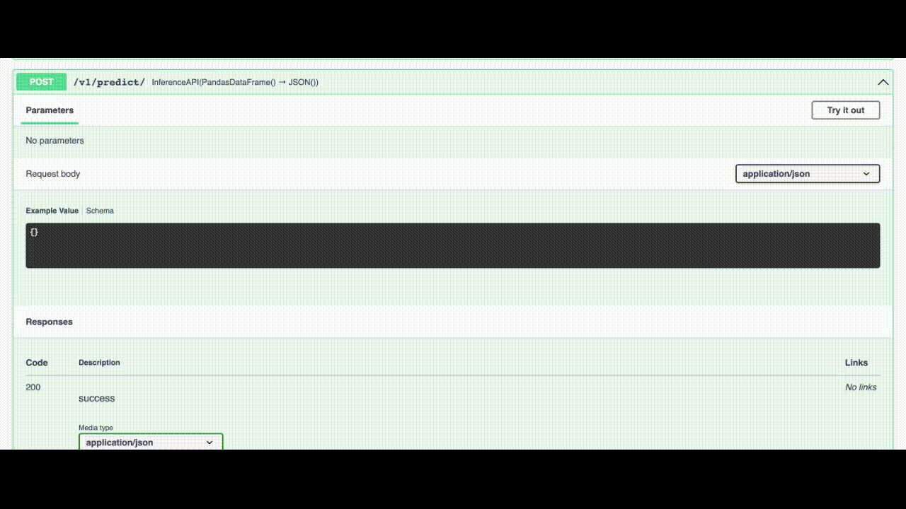 API response showing predictions