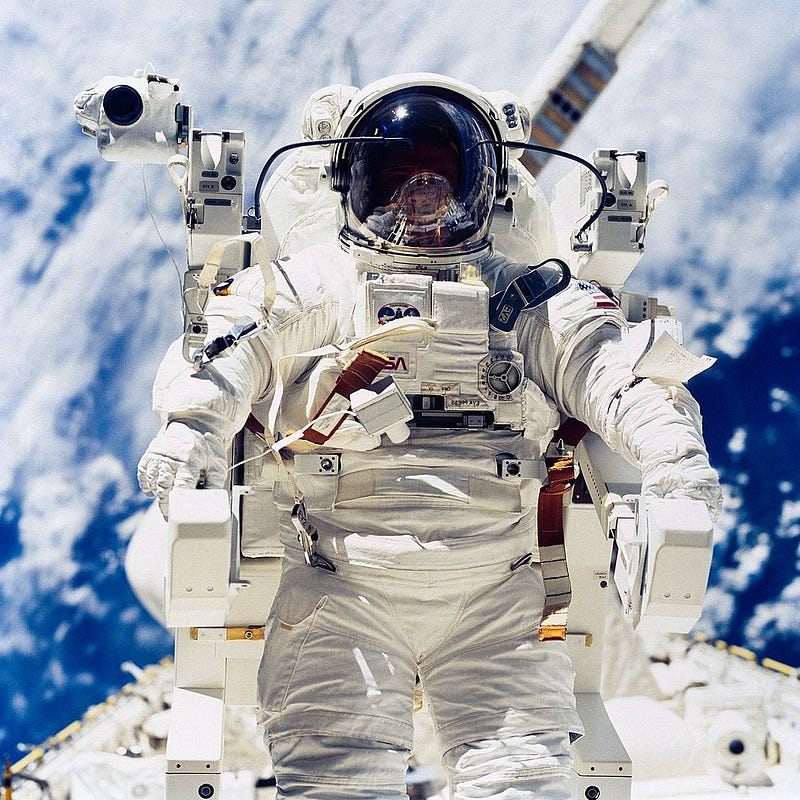 Robert Stewart during his spacewalk