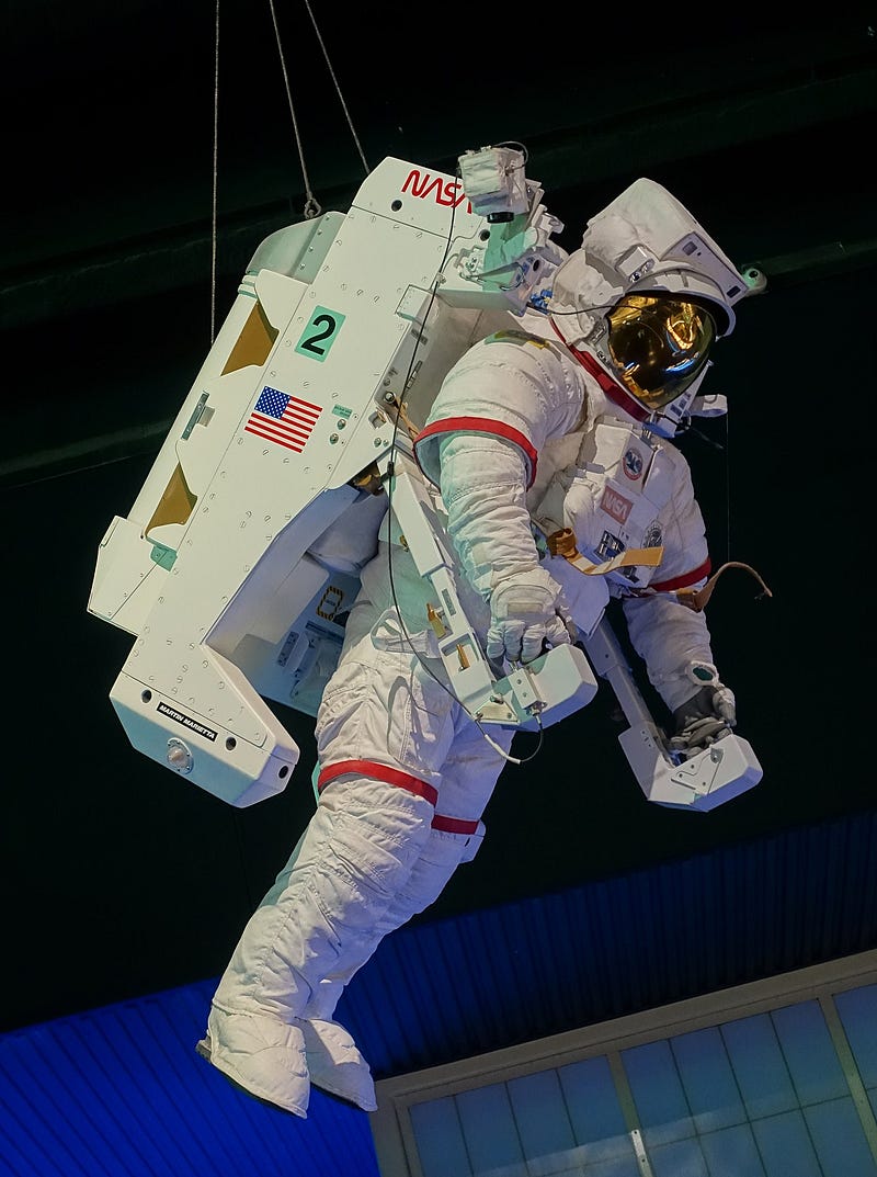 Manned Maneuvering Unit displayed at Kennedy Space Center