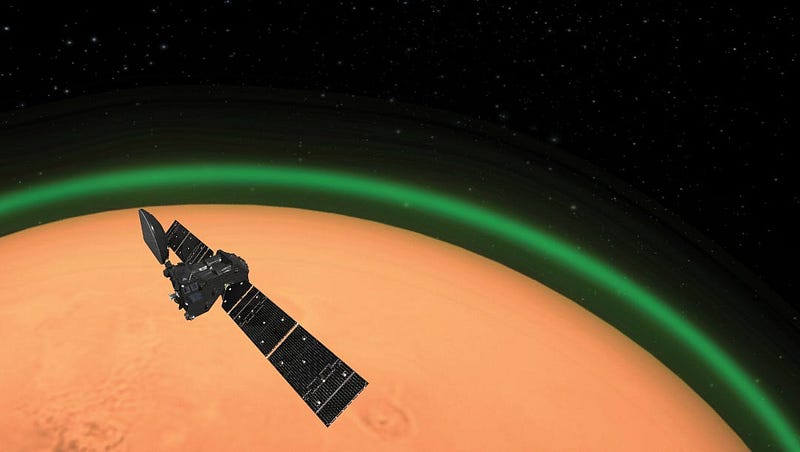 Artist’s impression of the TGO detecting Martian airglow