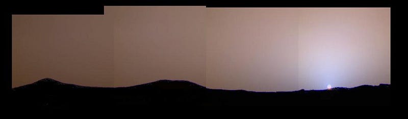 Martian sunset captured by Pathfinder in 1997