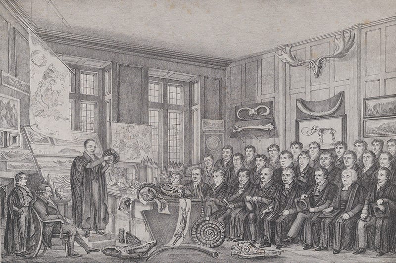 Illustration of Dr. William Buckland lecturing