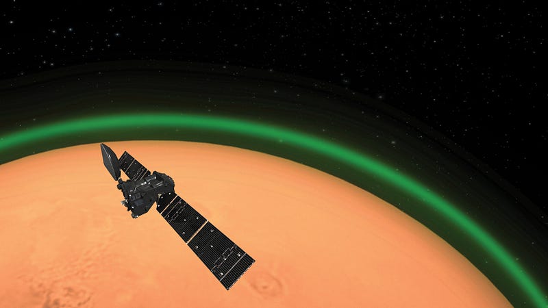 Artist's impression of the green glow around Mars