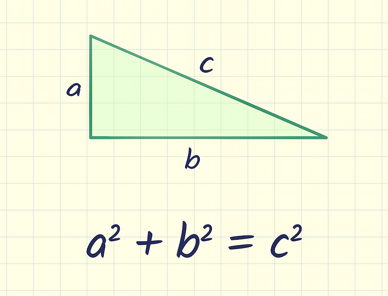 Diagram illustrating the Pythagorean relationship in a right triangle