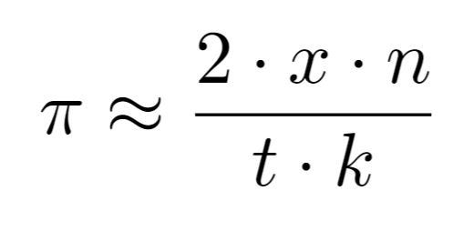 Formula for approximating Pi using dropped needles