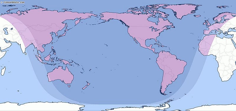 Partial lunar eclipse visibility