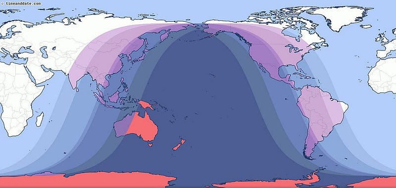 Total lunar eclipse visible in Asia and the Americas