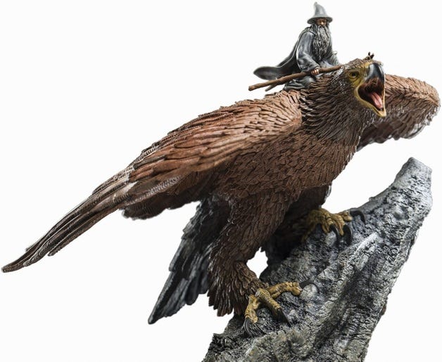 Gaff's powerful eagle, reminiscent of LOTR's giant eagles