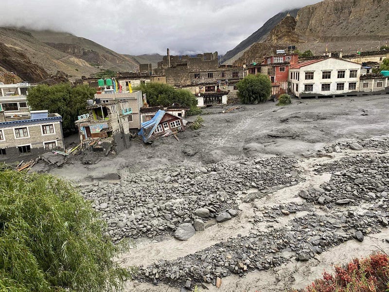 Flood damage in Kagbeni, Mustang, Nepal, 2023