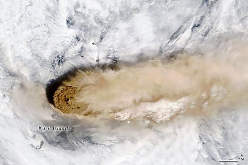 Image of Raikoke's eruption taken by NASA's Terra satellite